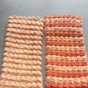 Handmade Crocheted swifter covers. Reusable.  Set of 2 Orange and Beige